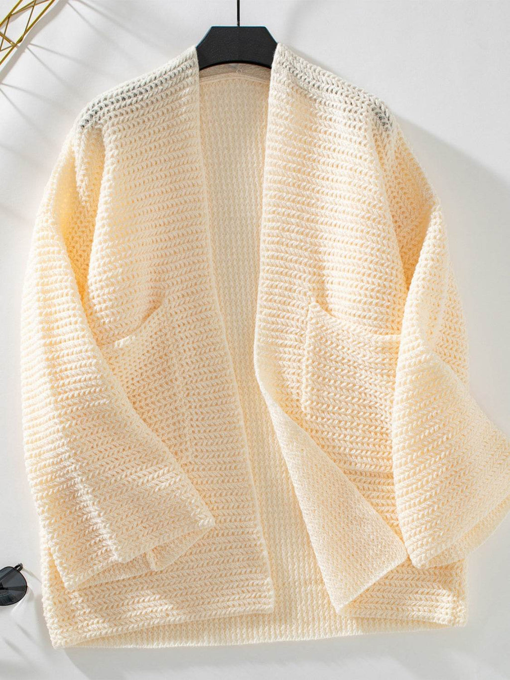 Open Front Long Sleeve Cardigan - Delanoir