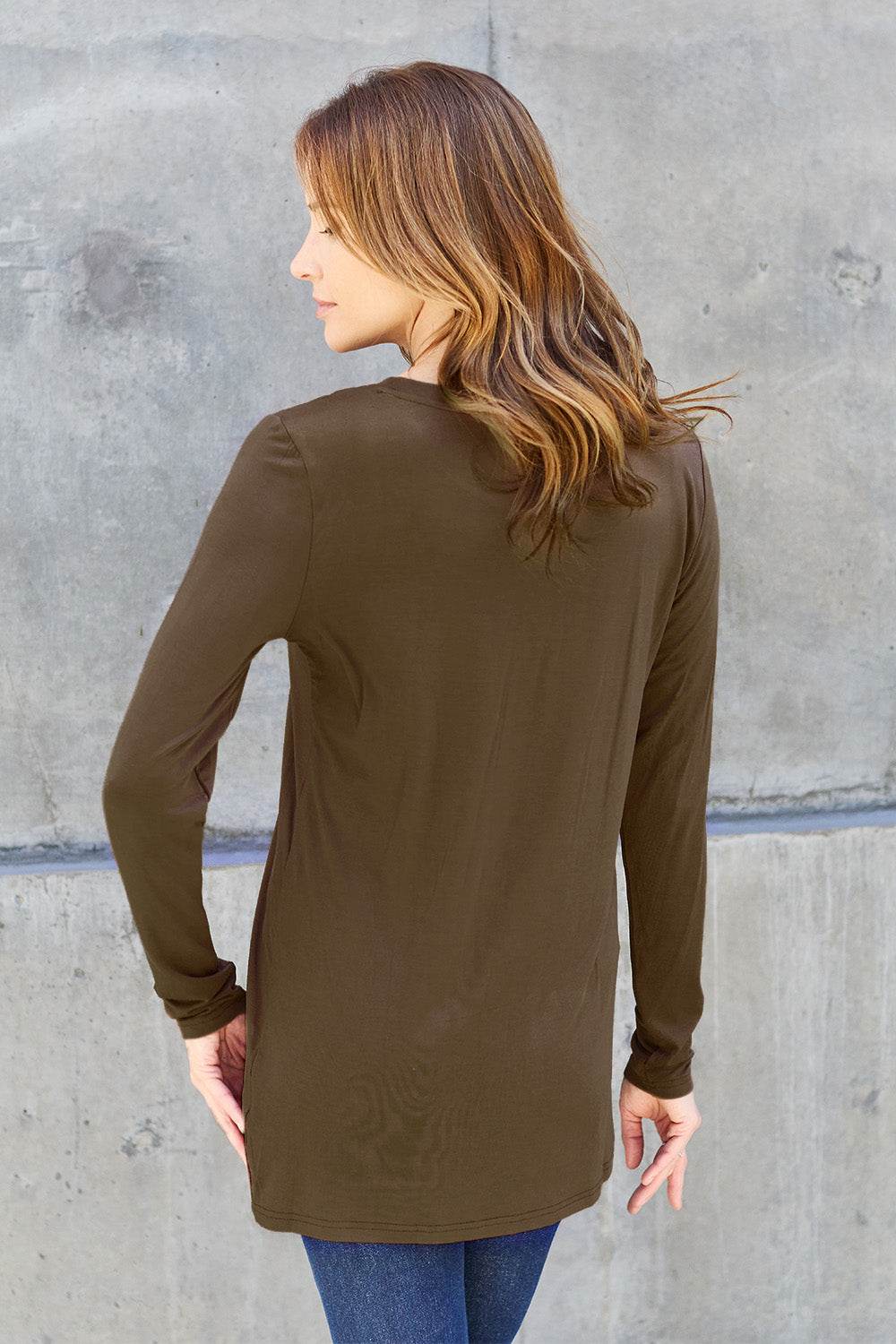 Basic Bae Full Size Round Neck Long Sleeve Top - Delanoir