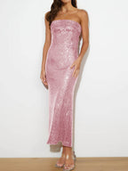 Sequin Cutout Tube Dress - Delanoir