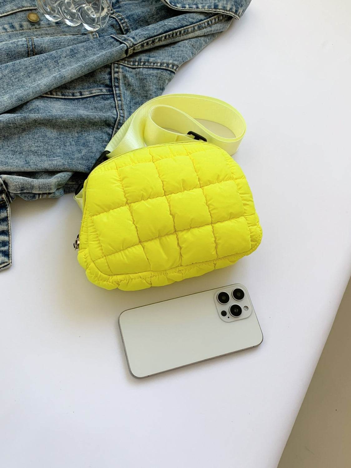 Bubble Texture Adjustable Strap Crossbody Bag - Delanoir