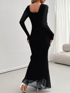 Devine Ruffled Surplice Long Sleeve Maxi Dress - Delanoir