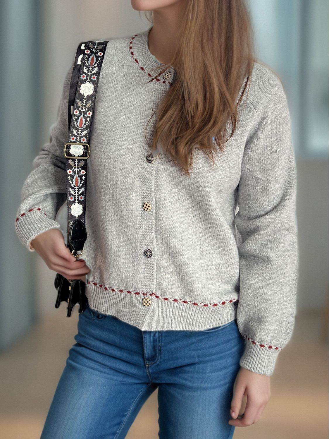 Button Down Long Sleeve Cardigan - Delanoir