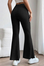 Basic Bae Full Size Ribbed High Waist Flare Pants - Delanoir