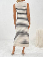 Round Neck Sleeve Midi Knit Dress - Delanoir