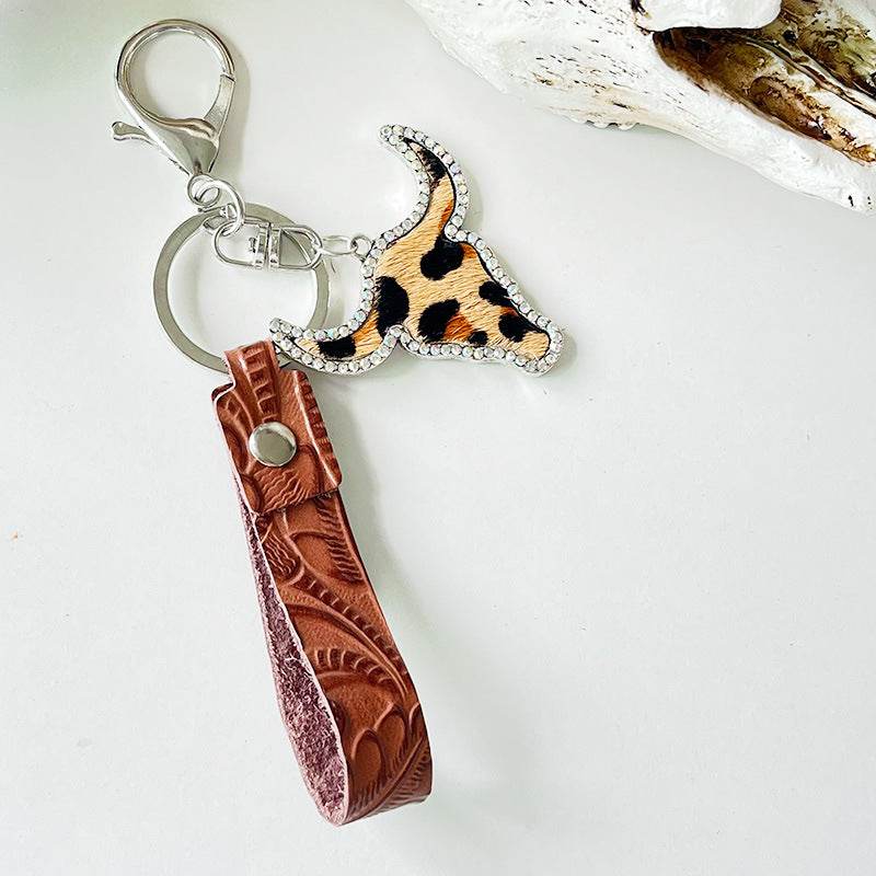 Rhinestone Bull Keychain - Delanoir