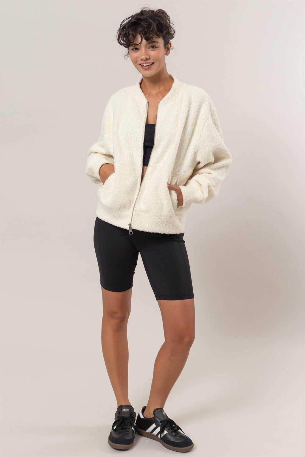 HYFVE Baseball Collar Zip Up Long Sleeve Jacket - Delanoir
