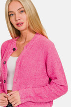 Zenana Button Down Long Sleeve Sweater Cardigan - Delanoir