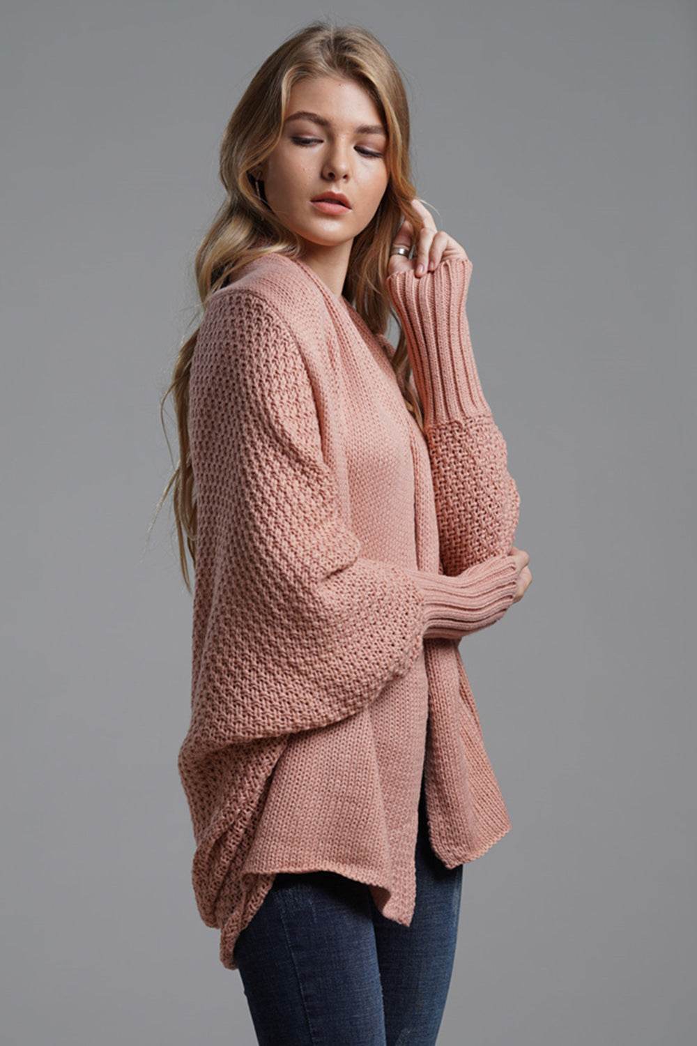 Open Front Batwing Sleeve Cardigan - Delanoir
