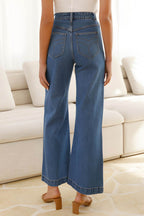 High Waist Bootcut Jeans with Pockets - Delanoir