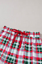MERRY CHRISTMAS Round Neck Top and Plaid Pants Set - Delanoir