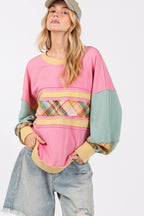 SAGE + FIG Mineral Wash Raw Edge Color Block Sweatshirt - Delanoir