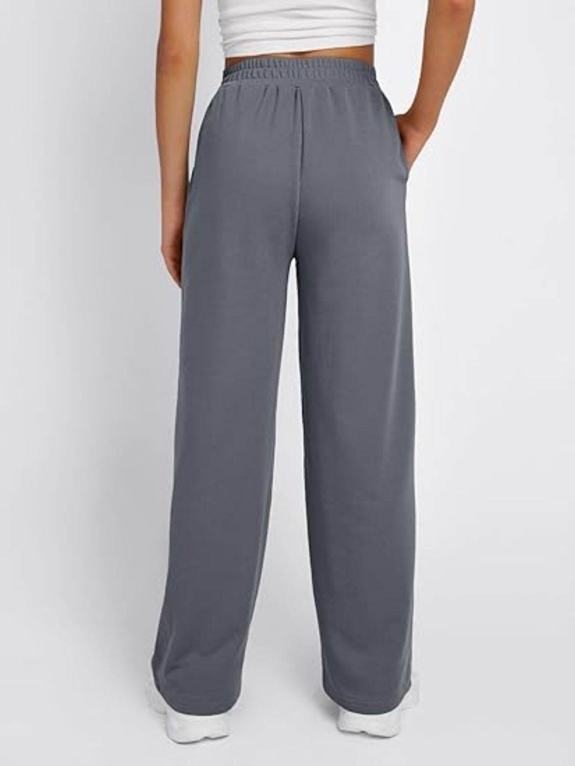 Elastic Waist Wide Leg Pants - Delanoir