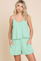 Culture Code Full Size Double Flare Striped Romper - Delanoir