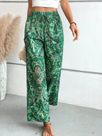 Printed Wide Leg Pants - Delanoir
