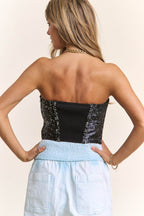 J.NNA Sequin Strapless Bustier Top - Delanoir
