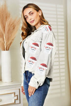 Santa Sequin Raw Hem Jacket - Delanoir