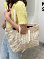 Solid Color Woven Tote Bag - Delanoir