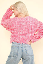 VERY J Shaggy Yarn Knit Zip Up Jacket - Delanoir