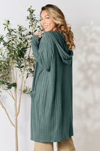 Basic Bae Full Size Hooded Sweater Cardigan - Delanoir