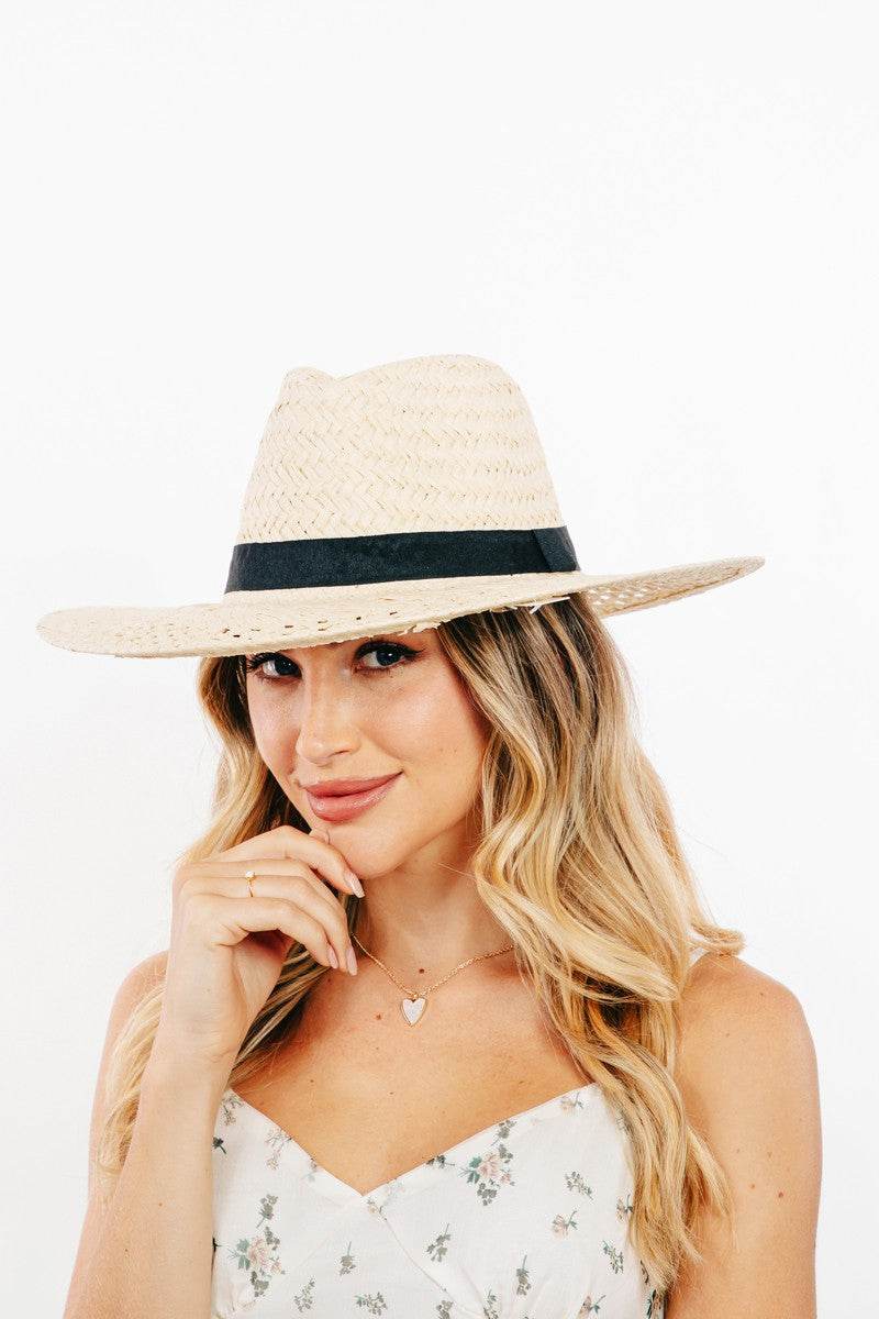 Fame Basket Weave Straw Sun Hat - Delanoir