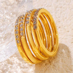 Titanium Steel Inlaid Zircon Ring - Delanoir