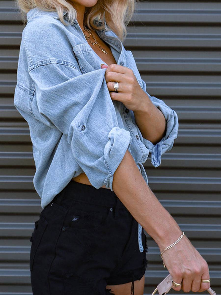 Tie Detail Denim Top - Delanoir