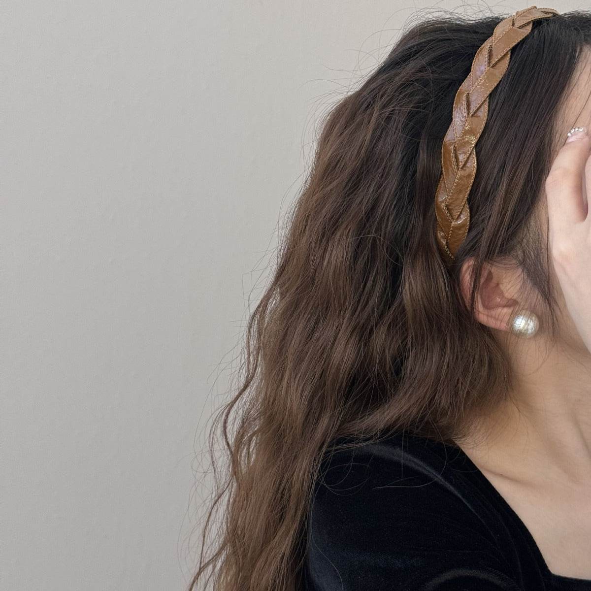 PU Leather Braided Hair Headband - Delanoir