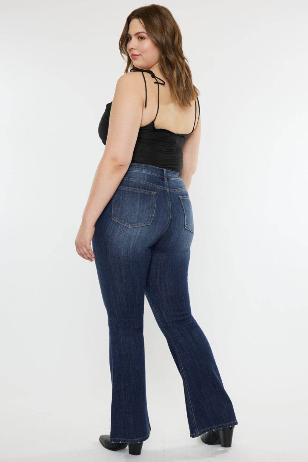 Kancan Full Size Mid Rise Slim Flare Jeans - Delanoir