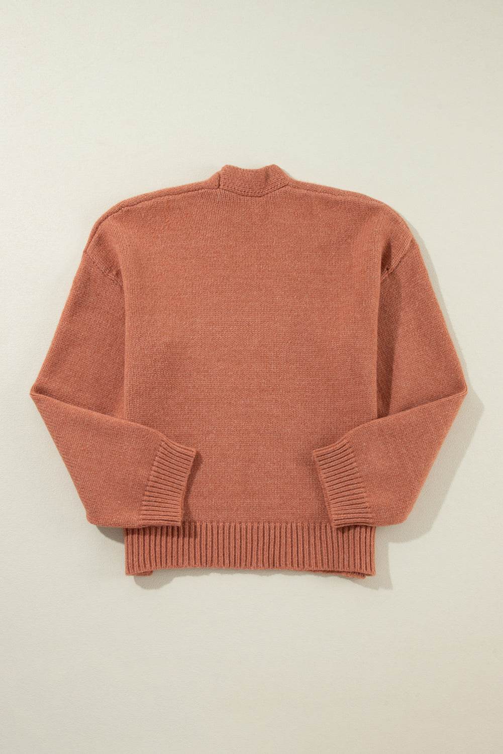 Slit Open Front Dropped Shoulder Cardigan - Delanoir