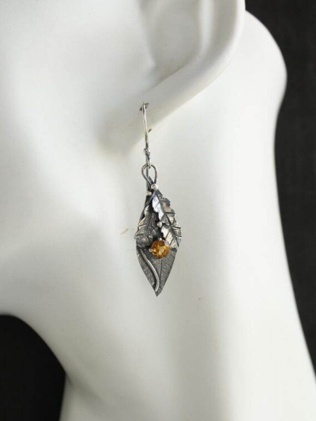 Alloy Rhinestone Leaf Shape Earrings - Delanoir