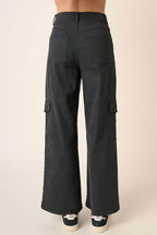 Mittoshop Wide Leg High Waist Pants with Cargo Pockets - Delanoir