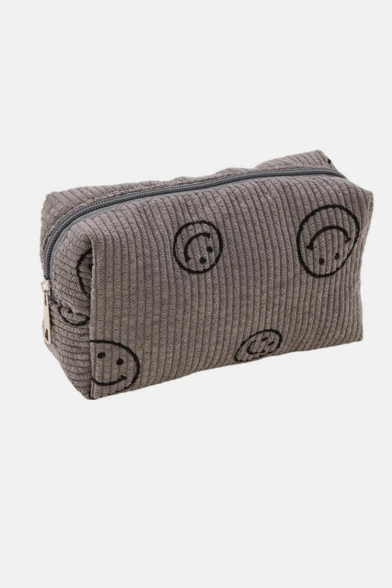Zenana Smiley Face Corduroy Cosmetic Pouch - Delanoir