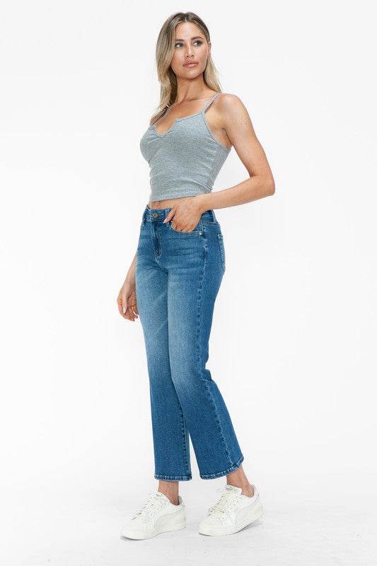 bytos Full Size Cat's Whiskers Mid Rise Ankle Jeans - Delanoir