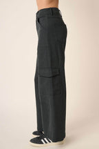 Mittoshop Wide Leg High Waist Pants with Cargo Pockets - Delanoir