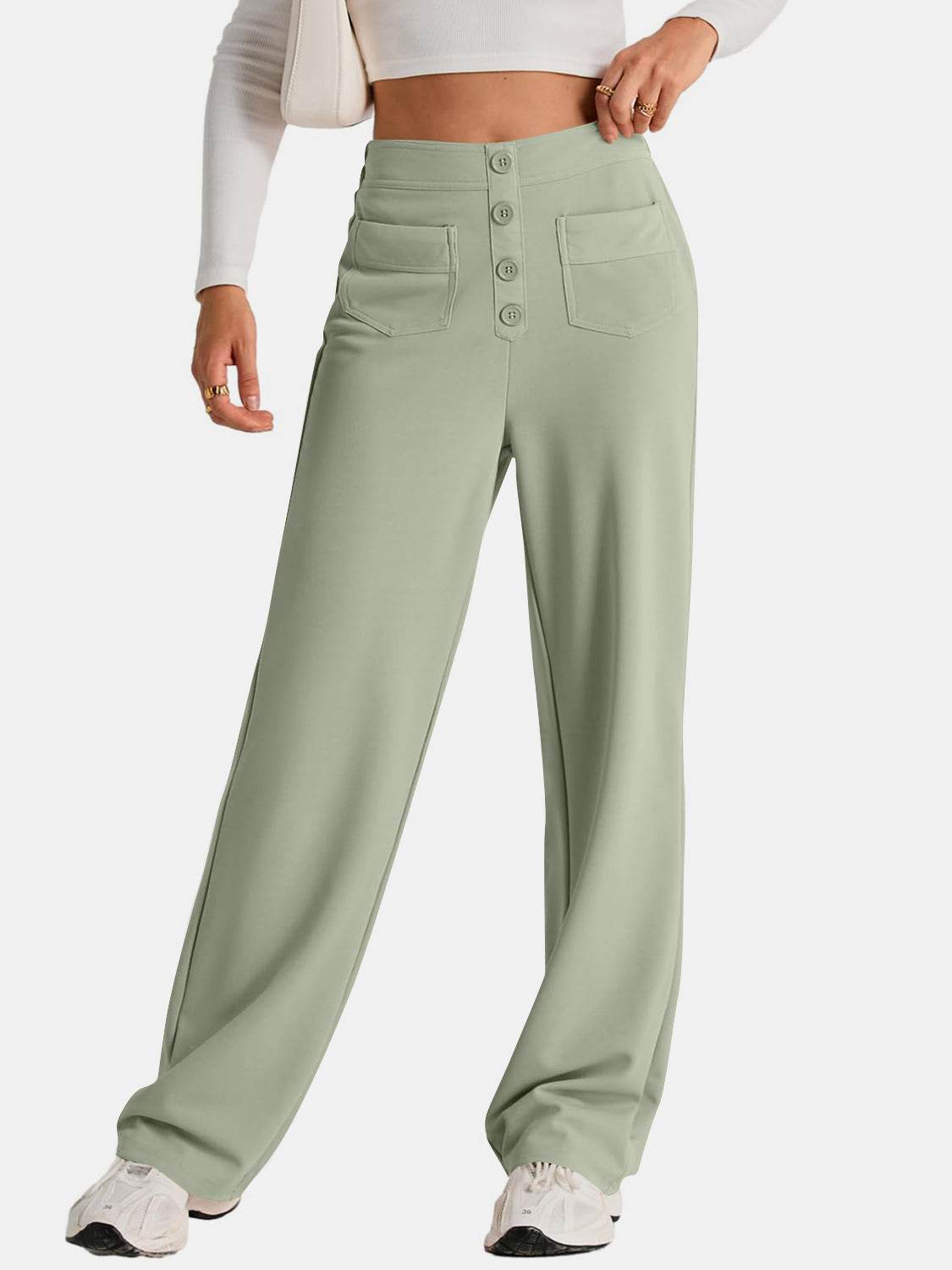 High Waist Wide Leg Pants - Delanoir