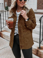 Pocketed Long Sleeve Zip Up Jacket - Delanoir