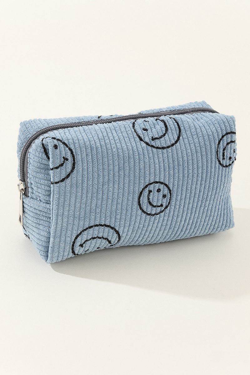 Zenana Smiley Face Corduroy Cosmetic Pouch - Delanoir