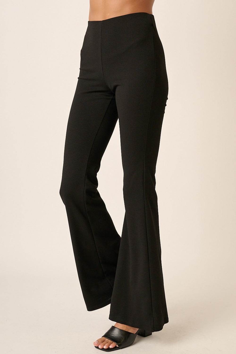Mittoshop Crepe Knit Elastic Waist Flare Leg Pants - Delanoir