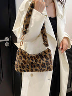 Leopard Fluff Shoulder Bag - Delanoir