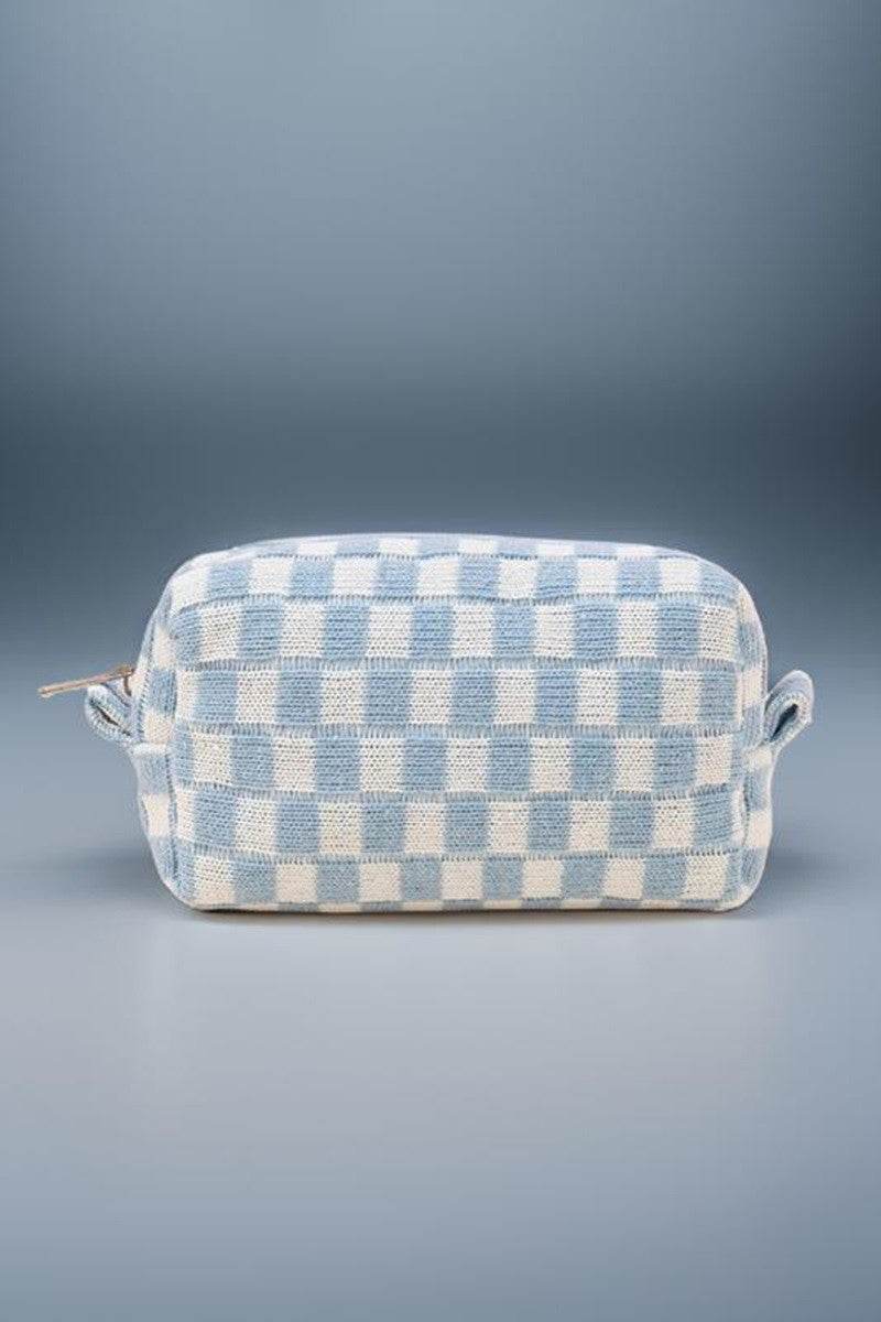 Zenana Checkered Pattern Knitted Cosmetic Pouch - Delanoir