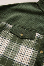 Snap Down Collared Neck Plaid Shacket - Delanoir