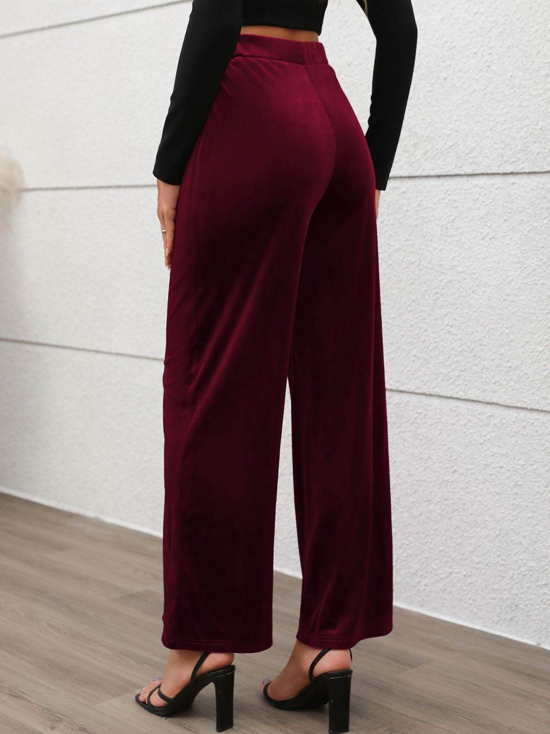 Elastic Waist Wide Leg Pants - Delanoir