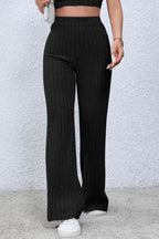 Basic Bae Full Size Ribbed High Waist Flare Pants - Delanoir