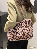 Faux Fur Leopard Shoulder Bag - Delanoir