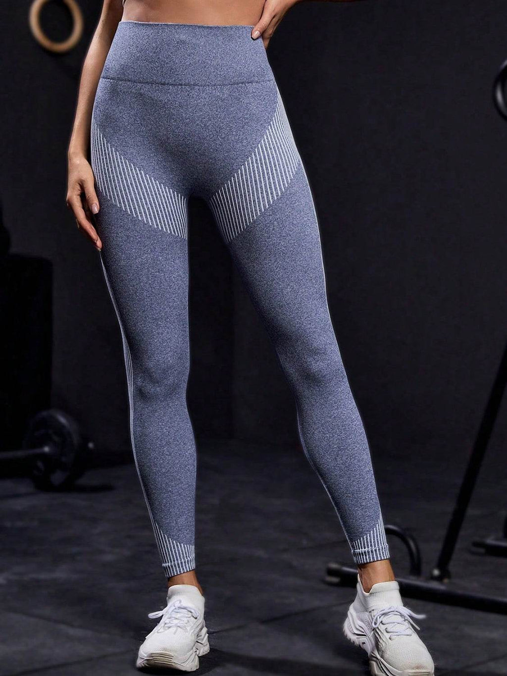 Striped High Waist Active Pants - Delanoir