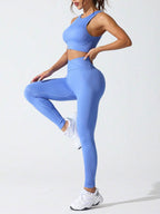 Round Neck Tank and High Waist Leggings Active Set - Delanoir