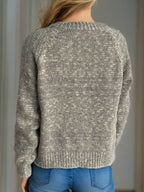 Heathered Button Down Long Sleeve Cardigan - Delanoir