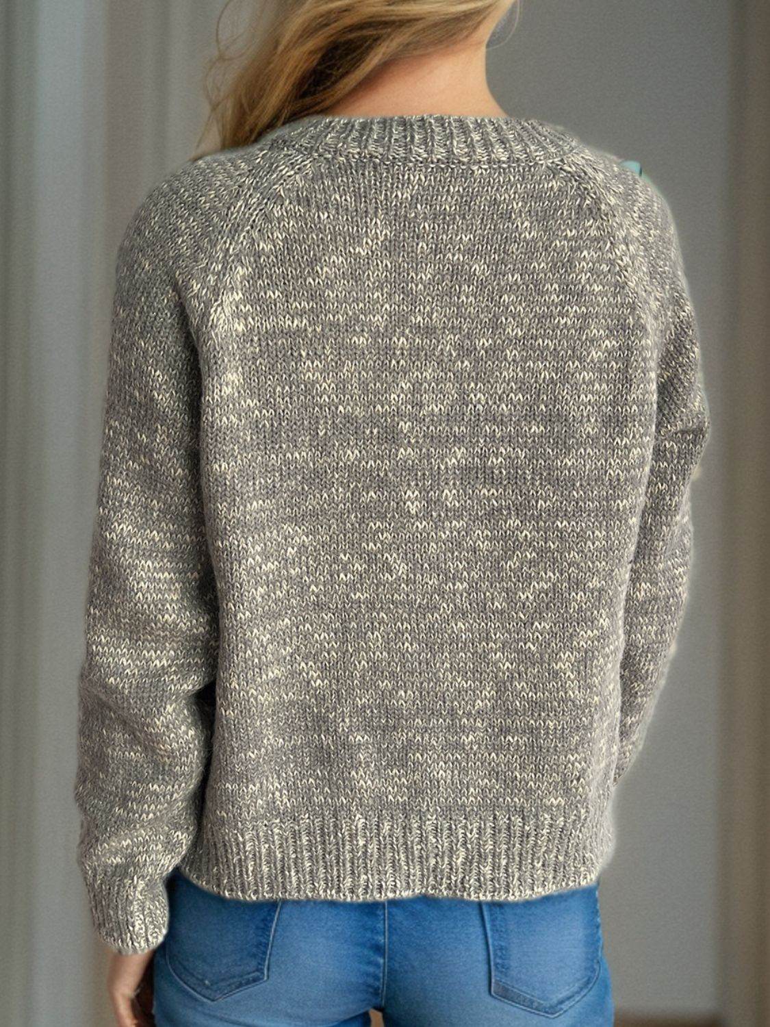 Heathered Button Down Long Sleeve Cardigan - Delanoir