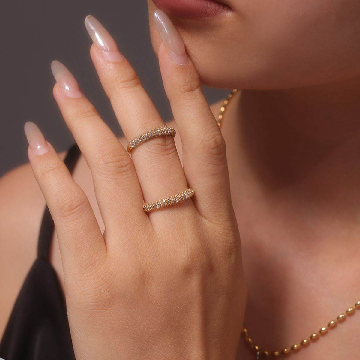 18K Gold-Plated Inlaid Zircon Ring - Delanoir