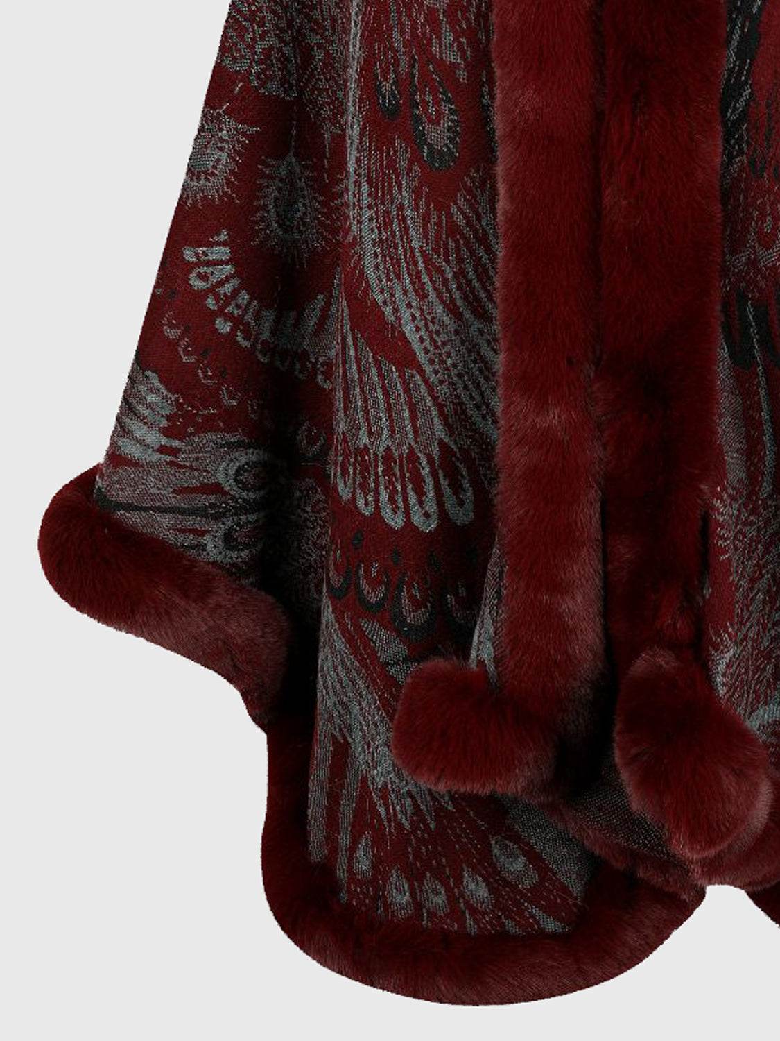 Printed Open Front Poncho - Delanoir